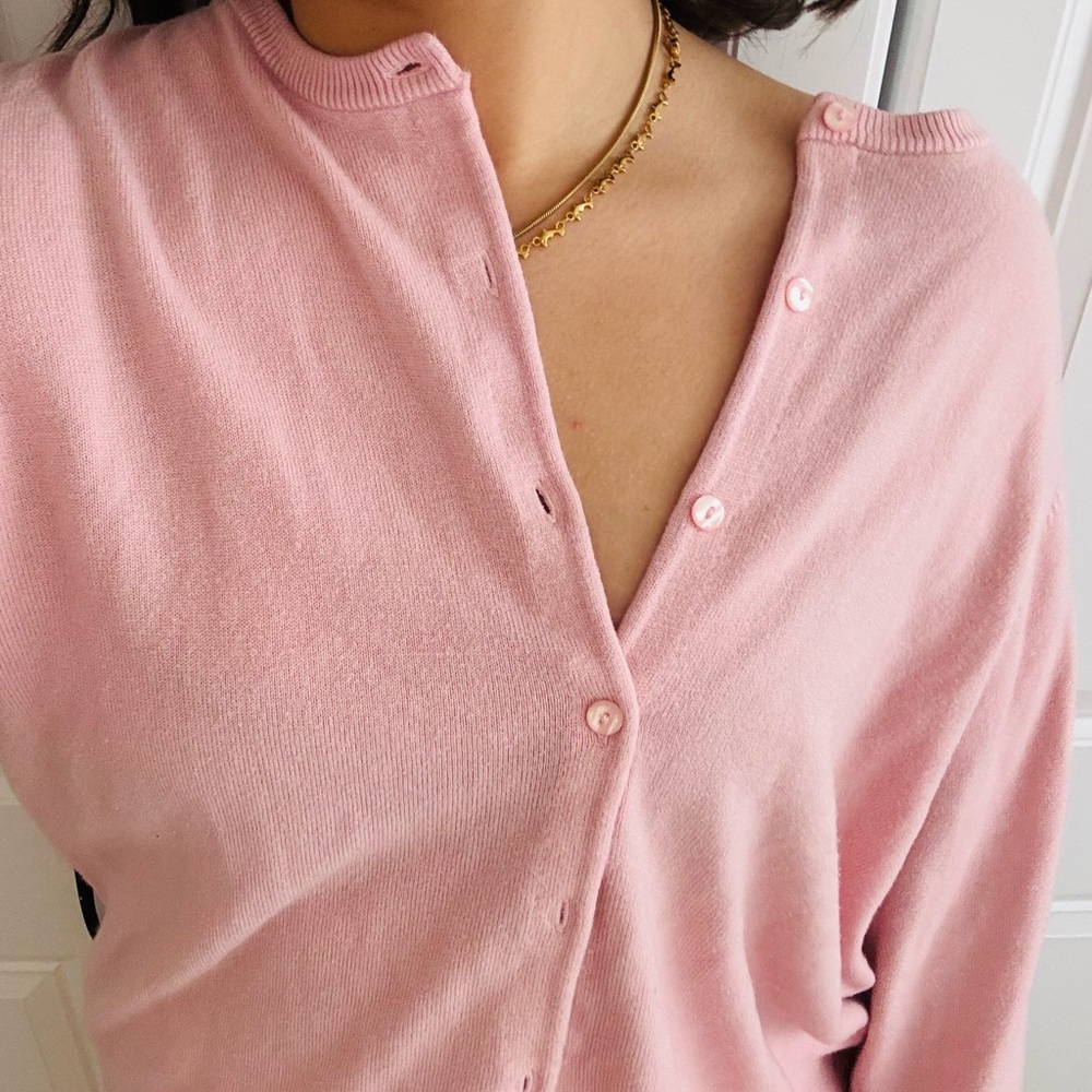 Blush pink button cardigan